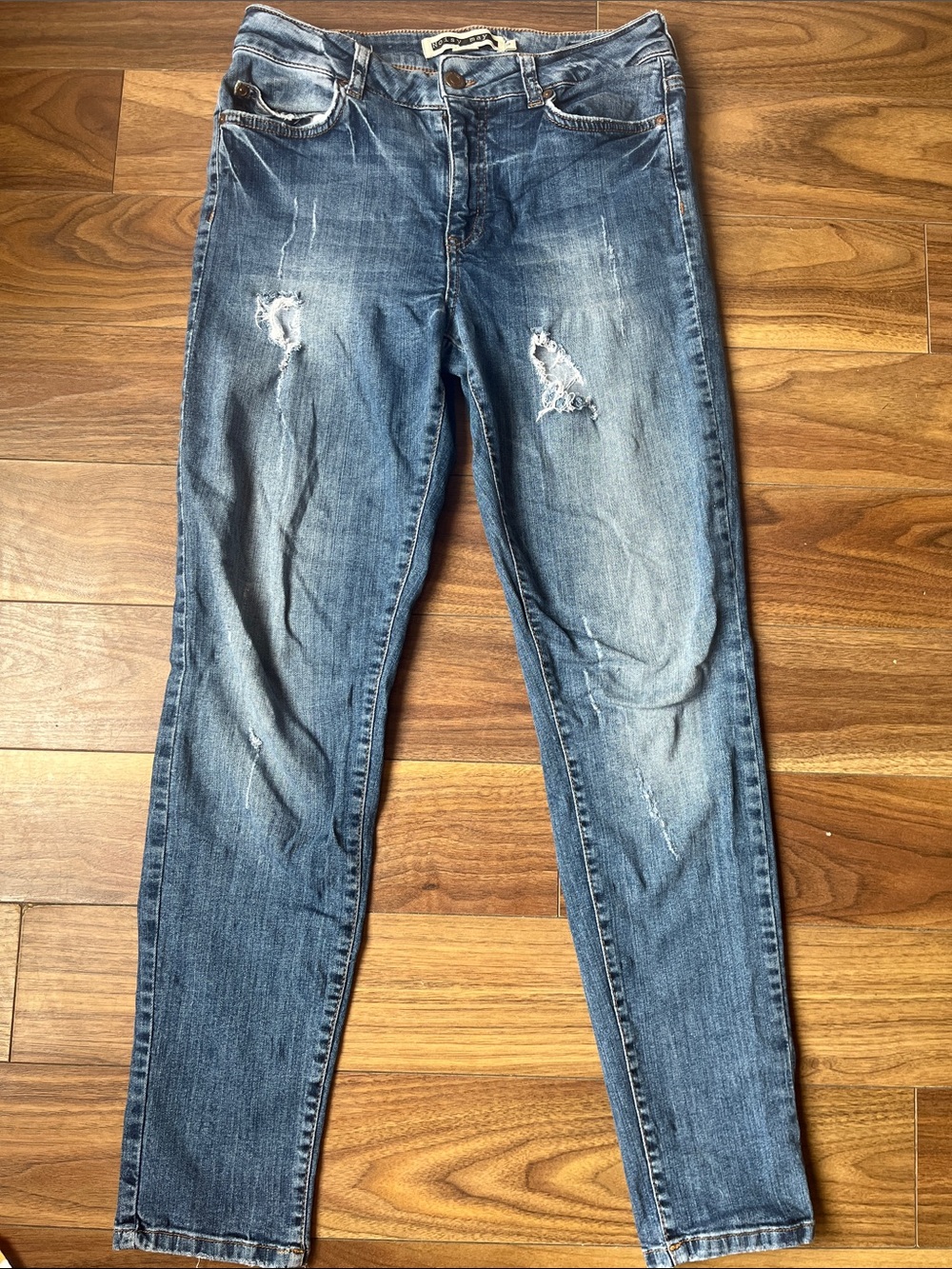 Noisy May Skinny Distressed Blue Jeans Women Size 28 with pockets